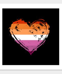 Lesbian Posters - Lesbian Pride Heart Flag Poster TP1503 2 - Lesbian Flag Lesbian Pride Heart Flag