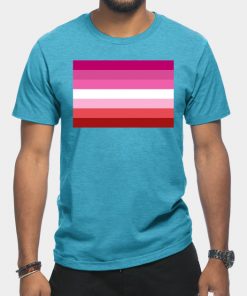 Lesbian T-Shirts - Pink Lesbian Flag T-Shirt TP1503 24 - Lesbian Flag Pink Lesbian Flag