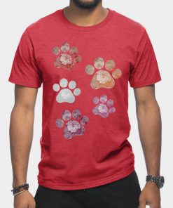Subtle Floral Paw Prints Flag