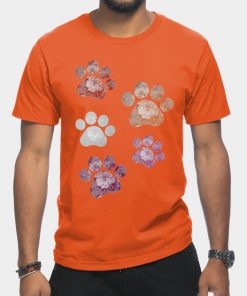 Lesbian T-Shirts - Subtle Floral Paw Prints Flag T-Shirt TP1503 15 - Lesbian Flag Subtle Floral Paw Prints Flag