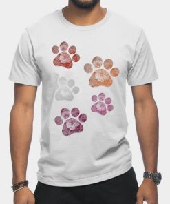 Lesbian T-Shirts - Subtle Floral Paw Prints Flag T-Shirt TP1503 16 - Lesbian Flag Subtle Floral Paw Prints Flag