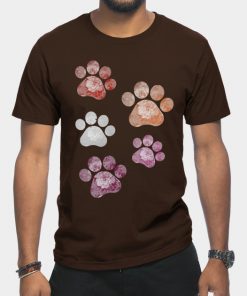Lesbian T-Shirts - Subtle Floral Paw Prints Flag T-Shirt TP1503 18 - Lesbian Flag Subtle Floral Paw Prints Flag