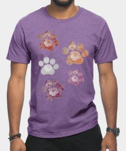 Lesbian T-Shirts - Subtle Floral Paw Prints Flag T-Shirt TP1503 19 - Lesbian Flag Subtle Floral Paw Prints Flag