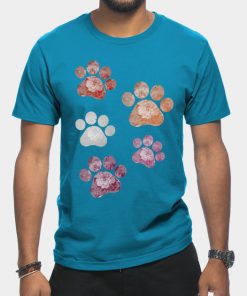 Lesbian T-Shirts - Subtle Floral Paw Prints Flag T-Shirt TP1503 2 - Lesbian Flag Subtle Floral Paw Prints Flag