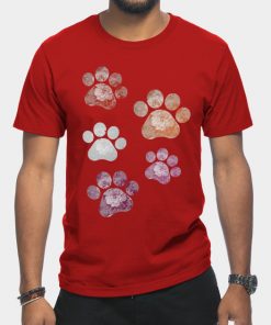 Lesbian T-Shirts - Subtle Floral Paw Prints Flag T-Shirt TP1503 20 - Lesbian Flag Subtle Floral Paw Prints Flag