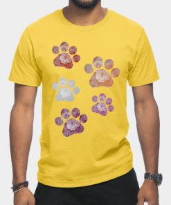 Lesbian T-Shirts - Subtle Floral Paw Prints Flag T-Shirt TP1503 22 - Lesbian Flag Subtle Floral Paw Prints Flag