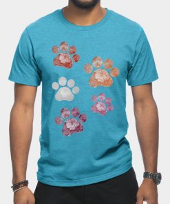 Lesbian T-Shirts - Subtle Floral Paw Prints Flag T-Shirt TP1503 24 - Lesbian Flag Subtle Floral Paw Prints Flag