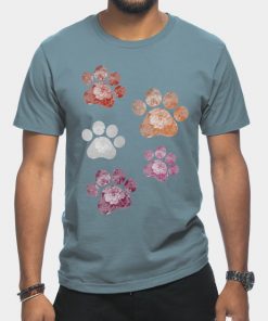 Subtle Floral Paw Prints Flag