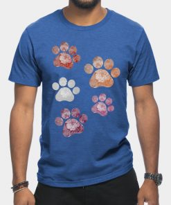 Lesbian T-Shirts - Subtle Floral Paw Prints Flag T-Shirt TP1503 26 - Lesbian Flag Subtle Floral Paw Prints Flag