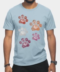 Lesbian T-Shirts - Subtle Floral Paw Prints Flag T-Shirt TP1503 3 - Lesbian Flag Subtle Floral Paw Prints Flag
