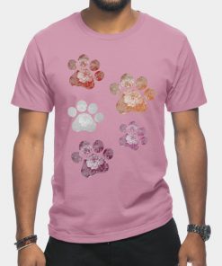 Lesbian T-Shirts - Subtle Floral Paw Prints Flag T-Shirt TP1503 4 - Lesbian Flag Subtle Floral Paw Prints Flag