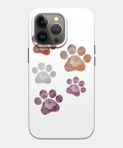 Lesbian Cases - Subtle Floral Paw Prints Flag Phone Case TP1503 20 - Lesbian Flag Subtle Floral Paw Prints Flag