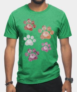 Lesbian T-Shirts - Subtle Floral Paw Prints Flag T-Shirt TP1503 5 - Lesbian Flag Subtle Floral Paw Prints Flag