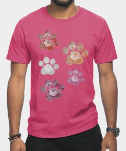 Lesbian T-Shirts - Subtle Floral Paw Prints Flag T-Shirt TP1503 6 - Lesbian Flag Subtle Floral Paw Prints Flag