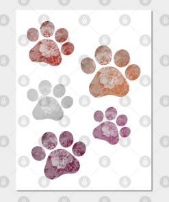 Subtle Floral Paw Prints Flag