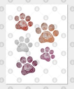 Lesbian Posters - Subtle Floral Paw Prints Flag Poster TP1503 2 - Lesbian Flag Subtle Floral Paw Prints Flag
