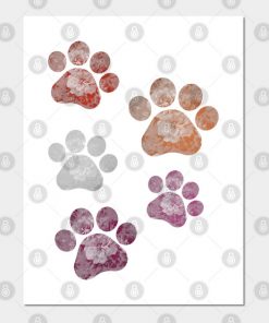 Lesbian Posters - Subtle Floral Paw Prints Flag Poster TP1503 5 - Lesbian Flag Subtle Floral Paw Prints Flag