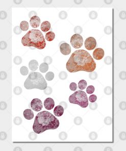 Lesbian Posters - Subtle Floral Paw Prints Flag Poster TP1503 6 - Lesbian Flag Subtle Floral Paw Prints Flag