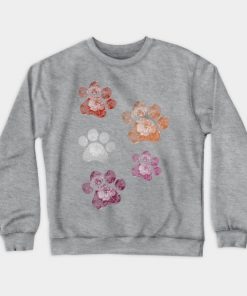 Subtle Floral Paw Prints Flag