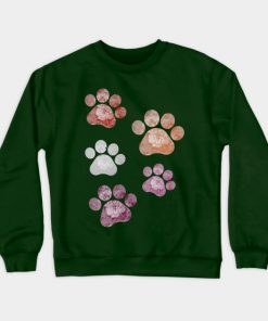 Lesbian Sweatshirts - Subtle Floral Paw Prints Flag Sweatshirt TP1503 3 - Lesbian Flag Subtle Floral Paw Prints Flag