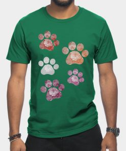 Lesbian T-Shirts - Subtle Floral Paw Prints Flag T-Shirt TP1503 8 - Lesbian Flag Subtle Floral Paw Prints Flag