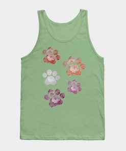 Subtle Floral Paw Prints Flag