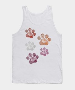 Lesbian Tank Tops - Subtle Floral Paw Prints Flag Tank Top TP1503 2 - Lesbian Flag Subtle Floral Paw Prints Flag
