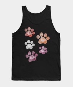 Lesbian Tank Tops - Subtle Floral Paw Prints Flag Tank Top TP1503 4 - Lesbian Flag Subtle Floral Paw Prints Flag