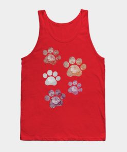 Lesbian Tank Tops - Subtle Floral Paw Prints Flag Tank Top TP1503 5 - Lesbian Flag Subtle Floral Paw Prints Flag
