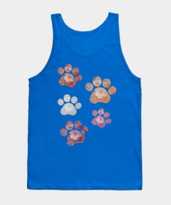 Lesbian Tank Tops - Subtle Floral Paw Prints Flag Tank Top TP1503 7 - Lesbian Flag Subtle Floral Paw Prints Flag