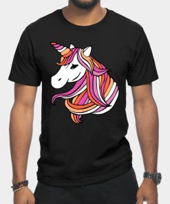 Lesbian T-Shirts - Lesbian Flag Unicorn T-Shirt TP1503 16 - Lesbian Flag Lesbian Flag Unicorn