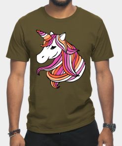 Lesbian T-Shirts - Lesbian Flag Unicorn T-Shirt TP1503 22 - Lesbian Flag Lesbian Flag Unicorn