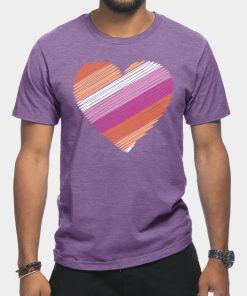 Lesbian T-Shirts - Lesbian Flag Heart T-Shirt TP1503 11 - Lesbian Flag Lesbian Flag Heart