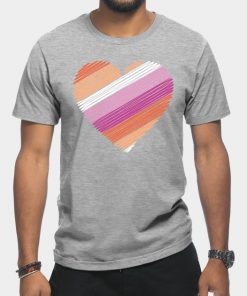 Lesbian T-Shirts - Lesbian Flag Heart T-Shirt TP1503 12 - Lesbian Flag Lesbian Flag Heart