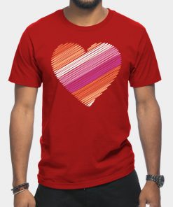 Lesbian T-Shirts - Lesbian Flag Heart T-Shirt TP1503 16 - Lesbian Flag Lesbian Flag Heart