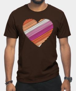 Lesbian T-Shirts - Lesbian Flag Heart T-Shirt TP1503 20 - Lesbian Flag Lesbian Flag Heart