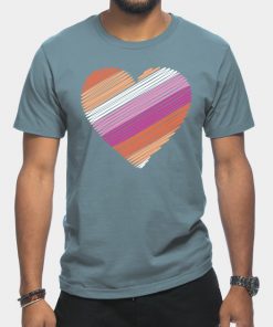 Lesbian T-Shirts - Lesbian Flag Heart T-Shirt TP1503 22 - Lesbian Flag Lesbian Flag Heart
