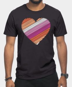 Lesbian T-Shirts - Lesbian Flag Heart T-Shirt TP1503 23 - Lesbian Flag Lesbian Flag Heart
