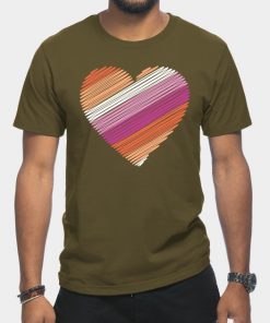 Lesbian T-Shirts - Lesbian Flag Heart T-Shirt TP1503 24 - Lesbian Flag Lesbian Flag Heart