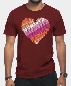 Lesbian T-Shirts - Lesbian Flag Heart T-Shirt TP1503 25 - Lesbian Flag Lesbian Flag Heart