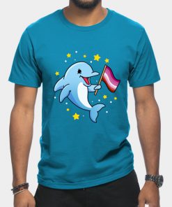 Lesbian T-Shirts - Lesbian Dolphin Lesbian Pride T-Shirt TP1503 19 - Lesbian Flag Lesbian Dolphin Lesbian Pride