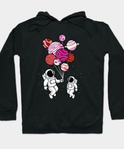 Astronaut Holding Lesbian Planet Balloons Lesbian Pride