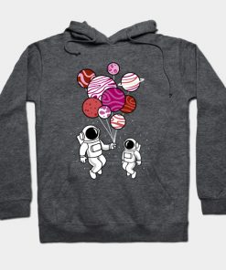 Astronaut Holding Lesbian Planet Balloons Lesbian Pride