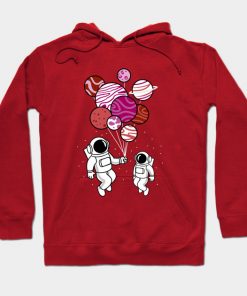 Lesbian Hoodies - Astronaut Holding Lesbian Planet Balloons Lesbian Pride Hoodie TP1503 4 - Lesbian Flag Astronaut Holding Lesbian Planet Balloons Lesbian Pride