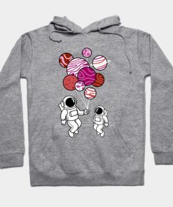 Lesbian Hoodies - Astronaut Holding Lesbian Planet Balloons Lesbian Pride Hoodie TP1503 5 - Lesbian Flag Astronaut Holding Lesbian Planet Balloons Lesbian Pride