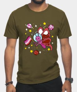 Lesbian T-Shirts - Lesbian Butterfly In Space Lesbian Pride T-Shirt TP1503 10 - Lesbian Flag Lesbian Butterfly In Space Lesbian Pride
