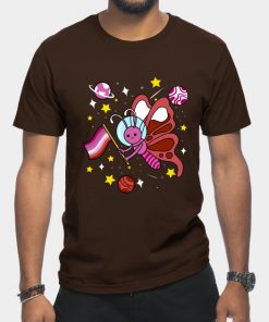 Lesbian T-Shirts - Lesbian Butterfly In Space Lesbian Pride T-Shirt TP1503 11 - Lesbian Flag Lesbian Butterfly In Space Lesbian Pride