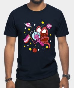 Lesbian T-Shirts - Lesbian Butterfly In Space Lesbian Pride T-Shirt TP1503 12 - Lesbian Flag Lesbian Butterfly In Space Lesbian Pride