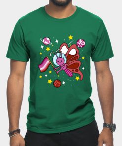 Lesbian T-Shirts - Lesbian Butterfly In Space Lesbian Pride T-Shirt TP1503 16 - Lesbian Flag Lesbian Butterfly In Space Lesbian Pride