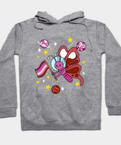 Lesbian Hoodies - Lesbian Butterfly In Space Lesbian Pride Hoodie TP1503 2 - Lesbian Flag Lesbian Butterfly In Space Lesbian Pride